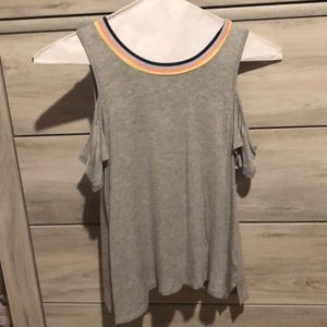Grey shoulder less shirt
